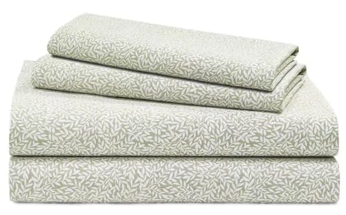 Lauren Ralph Lauren Leaf Print 230-Thread-Count 100% Cotton 4 pc Sheet Set (Green King)