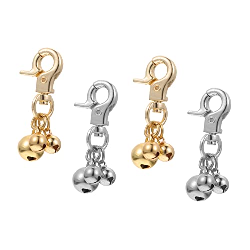Yardwe 4Pcs Zinc Alloy Cat Dog Collar Bells Pet Pendant Charms Loud Key Chain Accessories for All Pets Hanging Decoration Gift
