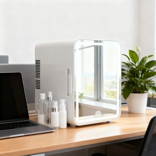 Image of 12L Mini Fridge with LED Digital Display, A Powerful Makeup Refrigerator and Cosmetic Fridge for 110V AC /12V DC Use, Small Refrigerator for Bedroom, Dorm, Car, Office
