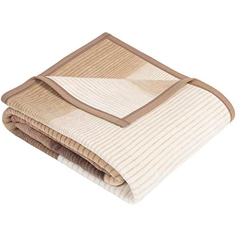 IBENA 150 x 200cm Sorrento Jacquard Throw Blanket with Pattern, Beige/Brown/Ivory Cover