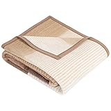 Ibena Granada Decke 150x200 cm – Kuscheldecke beige braun, pflegeleichte und kuschelweiche Baumwollmischdecke mit tollem Karomuster