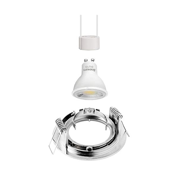 linovum® 10er Set Einbaustrahler LED GU10 230V - runde Einbauspots Edelstahl gebürstet Optik inkl. LED GU-10 neutralweiß… – Bild 5