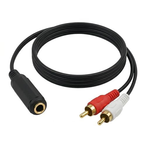 MTUERANC 6.35mm to 2RCA Splitter, Gold Plated 1/4 Inch TRS
