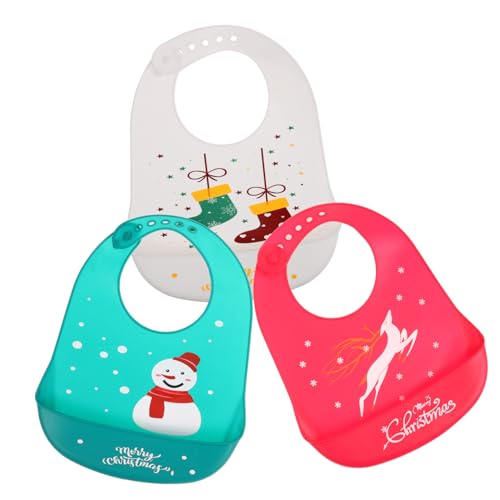 Milisten 3Piezas Cotton Bibs For Newborns Teething Clothing Protectors Christmas Themed Drooling Bibs