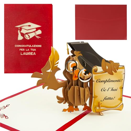 Biglietto Auguri Laurea 3D Biglietto Regalo Pop Up Laurea Rosso con...