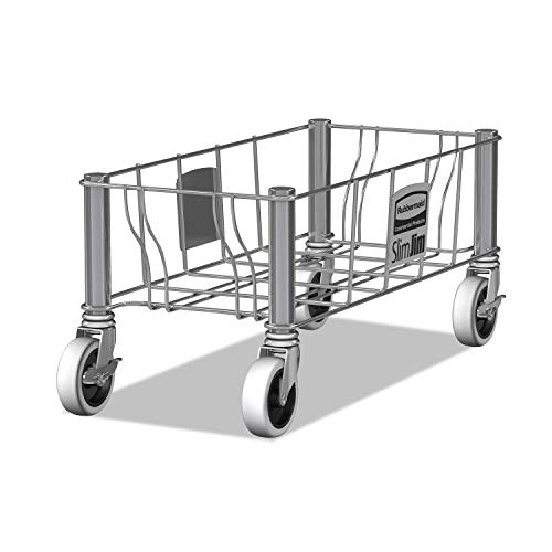 Rubbermaid Commercial Products SLIM JIM Single Trash/Garbage Can/Bin Dolly for Use with 16/23 GAL Vented Slim Jim Containers for Kitchens/Classrooms/Offices/Back of House Stainless Steel