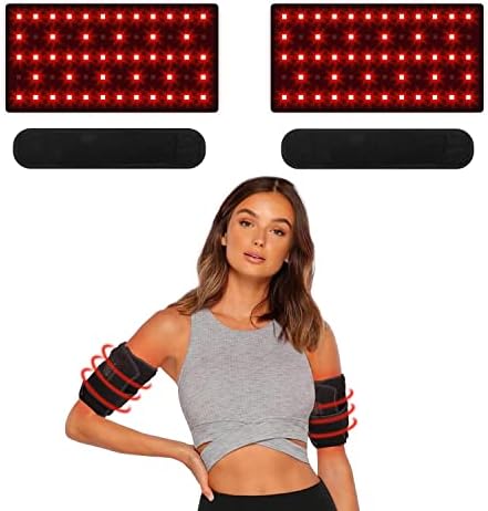 PPLOONG 2Pcs Red Infrared Light Therapy Arm Belt for Body Pain Relief Wearable Arm Wrap with Timer 660nm and 850nm Led Flexible Therapy Pad for Arm Joints Knee Shoulder Home Use Therapy Device
