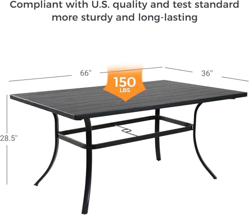 Image of Grand patio Outdoor Dining Set, 7-Piece Patio Table and Chairs Set, Metal Woven Wicker Swivel Patio Chairs with Thickened Cushions & 1 Rectangular Woodgrain Dining Table with Umbrella Hole (Natural)