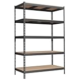 SONGMICS スチールラック 5段 スチールシェルフ オープンラック オープンシェルフ ラック 棚 おしゃれ キッチンラック 収納ラック 収納棚 本棚 キッチン 収納 総耐荷重875kg 120×60×180cm グレー GLR600G01