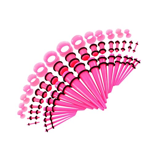 Generic 50 Peças de Plugues de Acrílico 14g- Túneis de Silicone, Rosa