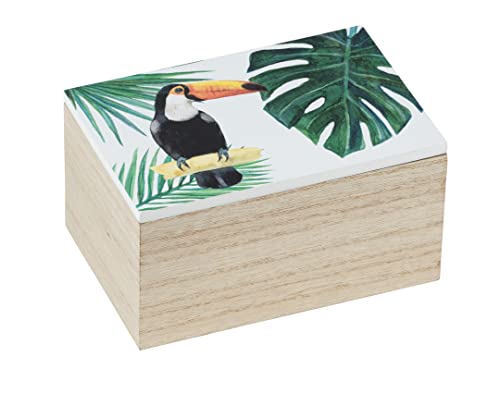 WENKO Caja de almacenaje S Tucan – Caja para el baño, cesta para el baño, MDF, 10 x 8 x 15 cm, Multicolor
