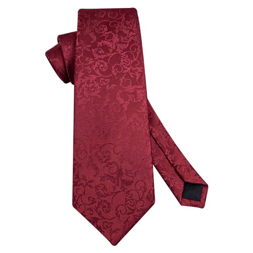 Image of HISDERN Ties for Men Paisley Floral Tie Handkerchief Classic Woven Business Formal Necktie and Pocket Square Set Wedding