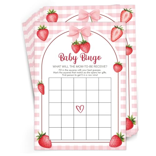 Sweet Berry Baby Shower Games, Strawberry Baby Bingo Game, Gender Reveal Party Supplies & Decorations, Gender Neutral, Set of 30 Game Cards - DY68 by VAQTAIO - Used condition - US$11.04