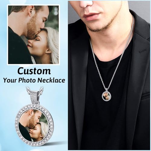 FaithHeart Custom Photo Necklace Personalized Picture Pendant for Women Men Round/Heart/Square/Wings/Evil Eye/Hamsa Hand/Key Pendant Necklaces Shiny Hip Hop Jewelry Delicate Packaging3