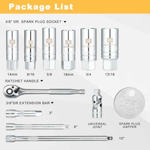 Image of AEROFORCE 3 /8-Inch Drive Spark Plug Socket Set (12PC Spark Plug Socket Set)