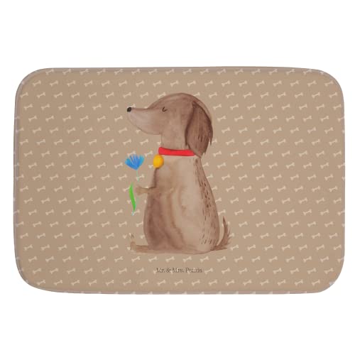 Mr. & Mrs. Panda Badvorleger Hund Blume - Geschenk, Hundebesitzer, Badteppich, Badezimmerteppich,...