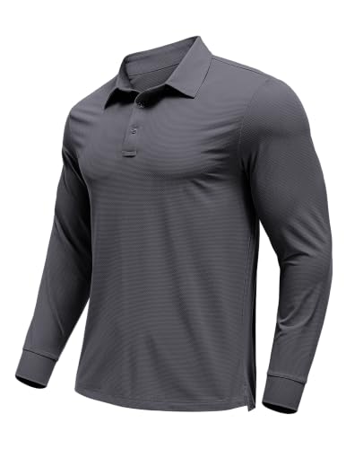 PINSPARK Men's Polo Shirts Long Sleeve Moisture Wi...