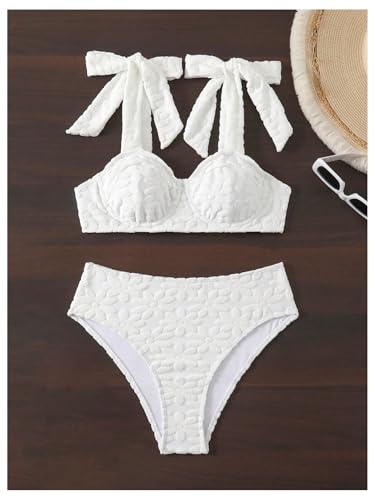 SOLY HUX Women's Two Piece Bathing Suit Tie Shoulder Underwire High Waisted Bikini Set Swimsuit3