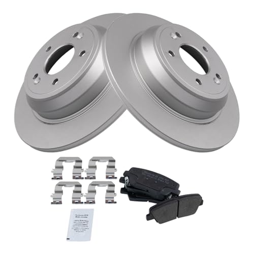 Image of TRQ Rear Brake Pad and Rotor Set Semi Metallic G Coated Rotors Compatible with 2009 Hyundai Genesis