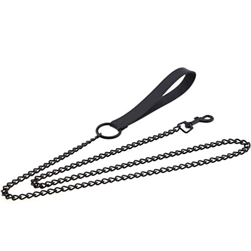 COLORFUL BLING Leather Choker, Heart Shape Circle Ring Collar Necklace, Punk Detachable Leash Chain, Gothic Party Cosplay Costume Jewelry Women Gift (black chain, Accessory)3