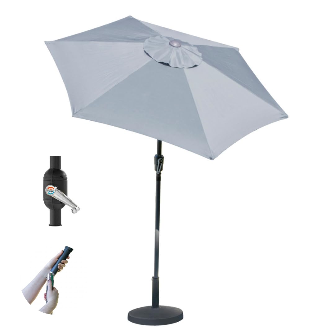 GardenKraft 2m Grey Crank and Tilt Parasol - Polyester/Steel