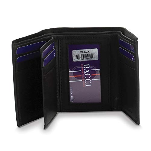 Solid Black Leather Trifold Wallet2