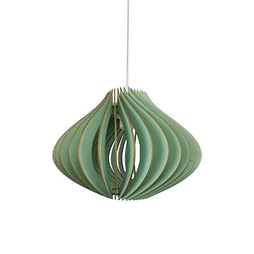 wodewa Suspension Luminaire Bois I Ventus I Naturelle Lustre Bois Lampe Suspendue Bois Lampe Plafond en Bois Reglable Hauteur E27 LED Chambre Lustre Salon I Bleu