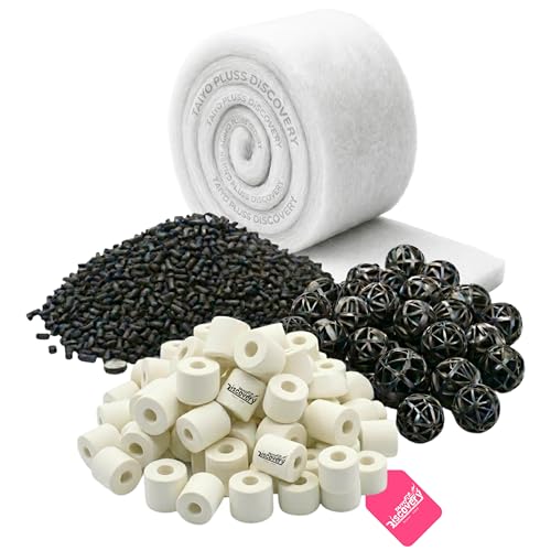 Image of Taiyo Pluss Discovery Filter Media Combo - 150 g Ceramic Rings + 150 g Activated Carbon + 15 pcs Bio Balls + Biochemical Sponge (1 Pc) + Free NET Bags | 4 in 1 Bio Sponge Media for Aquarium Fish Tank