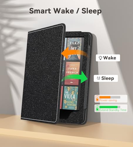 Image of MoKo Case for 7 inch /6.8 inch Kindle Paperwhite(12th /11th Gen-2024 /2021) and Kindle Colorsoft Signature Edition, Slim PU Shell Cover Case with Auto-Wake /Sleep for Kindle Paperwhite 2024, Mottled Black