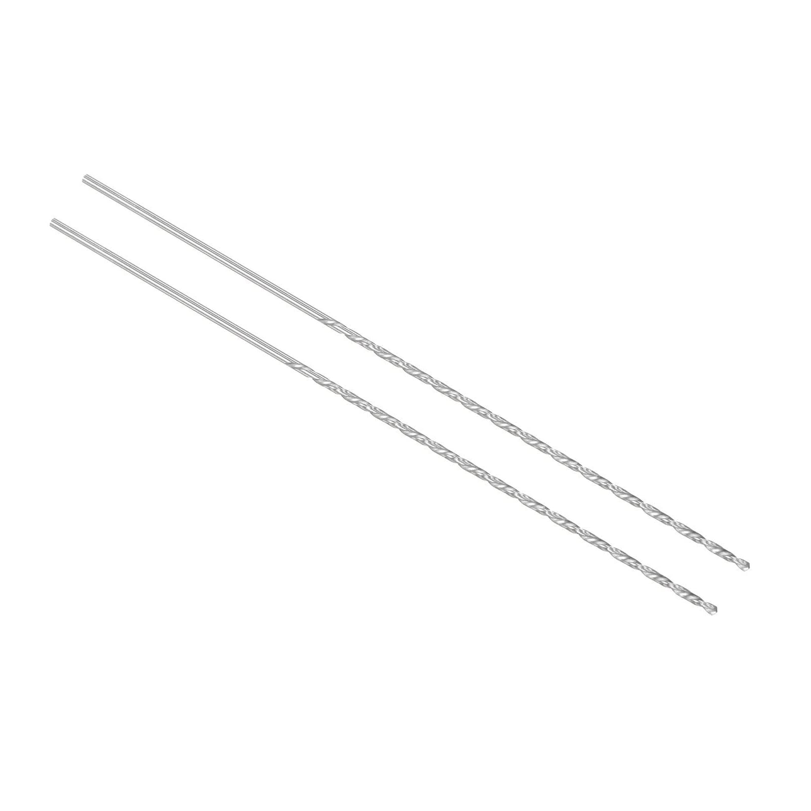 ROWORKX 2Pcs 2mm x 160mm Extra Long HSS Twist Drill Bits - Straight Shank Spiral Drill Bits for Wood, Metal, Aluminium, Plastic