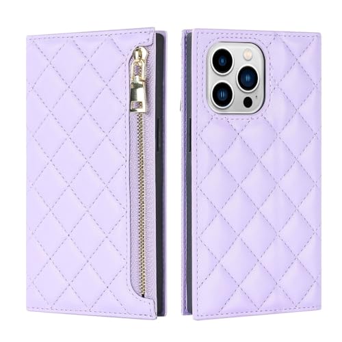 Étui portefeuille en cuir violet raffiné pour iPhone 14 Pro Max protection intégrale