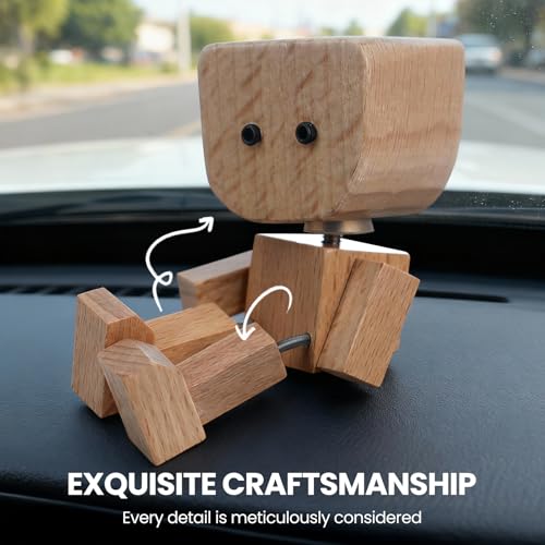 Whimsical Shaking Figurine, Wooden Man with Swappable Face Plates, Fun Kinetic Desk Decor for Office & Home, Engaging Gift for Coworkers & Friends - Image 5