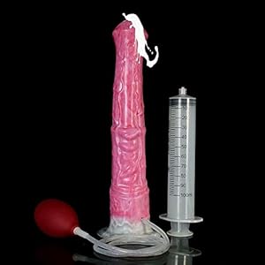 Jixaxe Super lange dierendildo anale dildo’s realistische paard ejaculatie dildo met zuignap spray squirting penis anale pluggen siliconen meerdere kleuren anaal seksspeeltje voor mannen vrouwen (rood-grijs)