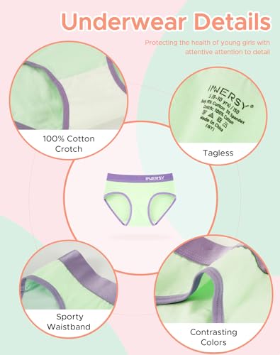 INNERSY Big Girls' Underwear Size 8-16 Cotton Teen Panties No Wedgies Briefs 6-Pack3