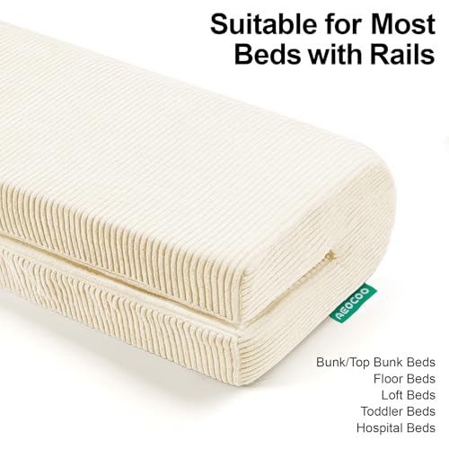 Image of AEOCOO Bed Bumpers for Toddlers, Size 2.3 Ft, Toddler Bed Rail Bumper Protector for Loft Beds & Bunk Beds, Bed Rail Height Extender Bed Guardrail, Anti-Bump | Fall Prevention, Beige