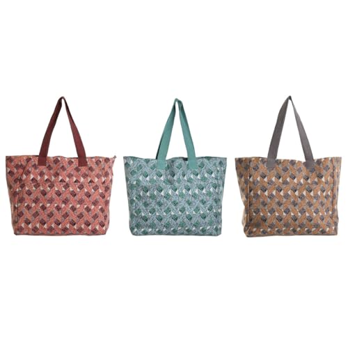 Sac pour femme marron turquoise corail 55cm lot de 3 pièces