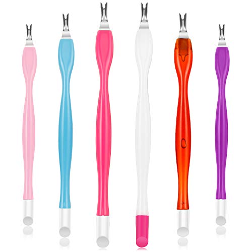 48 Cuticle Trimmer Remover Pusher Rubber Nail Cuticle Pusher Double Head Dead Skin Cuticle Knife Removal Fork Nail Cleaner Nail Art Tools for Men Women (Pink, Blue, Rose, White, Red, Purple)