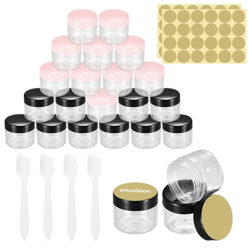 20 Pcs 20g/20ml Botes Pequeños de Plastico, Tarros Vacío para Cosmetica de Viaje, Envases para Cosmetica, Contenedores Cosmético de Viaje con Tapa para Bálsamo Labial Crema Polvos