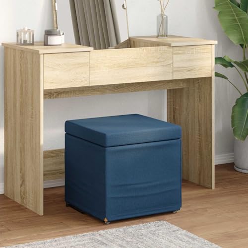 Tabouret de bar simple avec coussin doux bleu et structure en bois