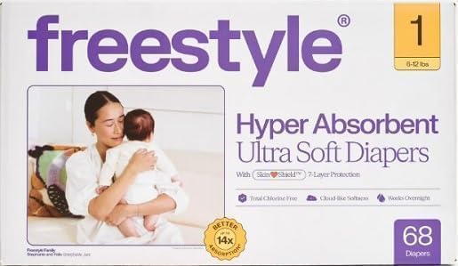 Free~Style Hyper Absorbent Ultra Soft TCF Luxury Diapers, (Select Size for More) (Size 1)
