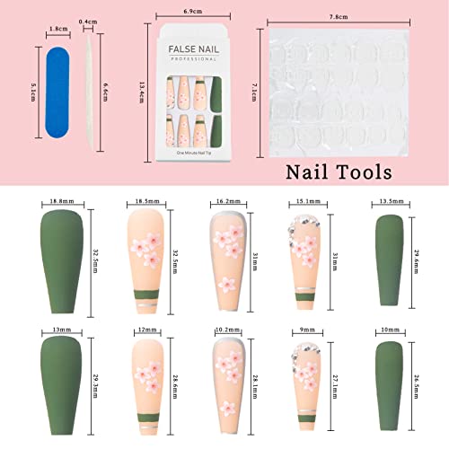 NICENEEDED 24Pcs Unghie Finte Verde Bara con