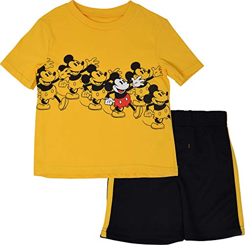 Disney Mickey Mouse Short-Sleeve T-Shirt and Breathable Mesh Shorts Outfit
