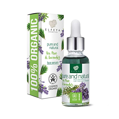 Elfeya Cosmetics ''Pure and Natural'' Face and Neck Skin Care Oil - With Organic Lavender Essential Oil, Jojoba Oil and Ylang Ylang. Repairing Treatment to Hydrate & Brighten - 30ml Cover