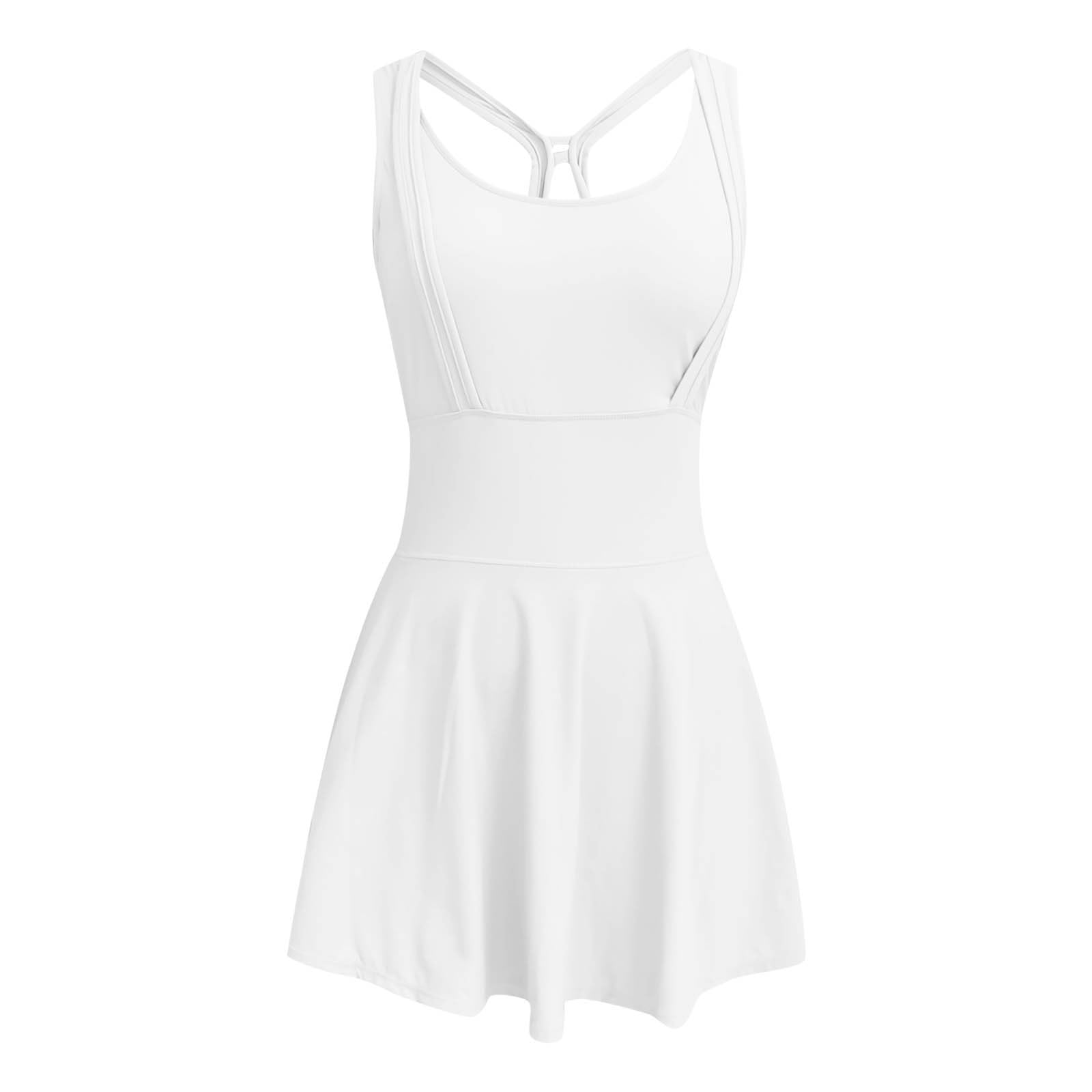 Vestido de tenis para mujer, sin mangas, cuello en U, juego de vestido deportivo de verano, minivestido con sujetador integrado, línea A, vestido de golf, rockabilly, vestido de patinadora, vestido
