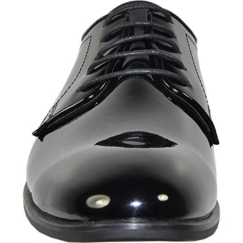 Image of vangelo Men Dress Shoe TAB and Tux Oxford Formal Tuxedo for Prom Wedding Uniform Medium and Wide Width Black Grey Ivory White Patent