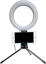 Ring Light De 6 Polegadas 16cm Com Tripé E Suporte Para O Celular Pequeno De Mesa Com 3 Tons De Luz E Intensidades Branco Quente Frio E Neutro Para Maquiagem Foto Video LINHA PREMIUM SYANG