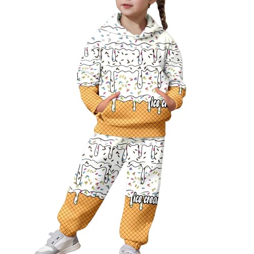 Conjunto de dos piezas cómodo con capucha y pantalón de ajuste elástico para niñas