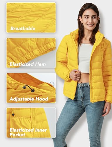 Women's Packable Puffer Jacket Hooded Lightweight Puffy Jackets Windproof Winter Coat4