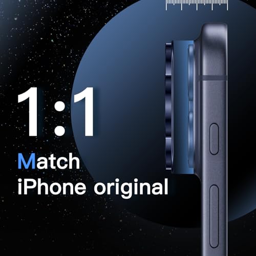 Image of JETech Camera Lens Protector for iPhone 17 Pro 6.3-Inch, Full Coverage 9H Tempered Glass Ring Cover, Matte Metal Plate, Case Friendly, 1-Pack (Deep Blue)