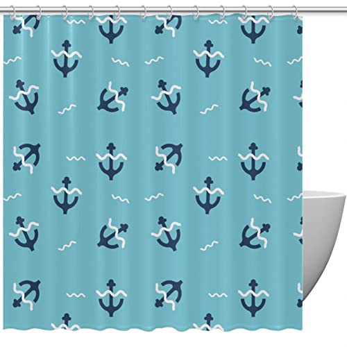 Rideau de douche anti éclaboussure bleu lavable avec crochets - 2